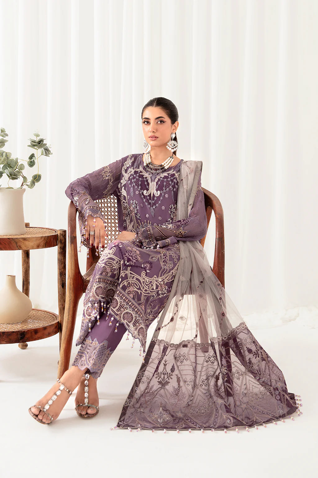 Ramsha Embroidered Chiffon 3 Piece Suit D-1002