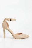 Women's Nude Suede Ankle Strap Stiletto Heel Court Shoes Pointed Toe BS-221