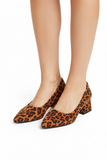 Women's Leopard Print Block Heel Court Shoes G-225