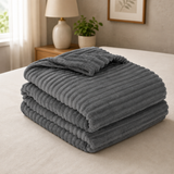 Stripe Fleece Throw Blanket for Sofa & Bed – Soft Warm Lightweight Polyester Blanket