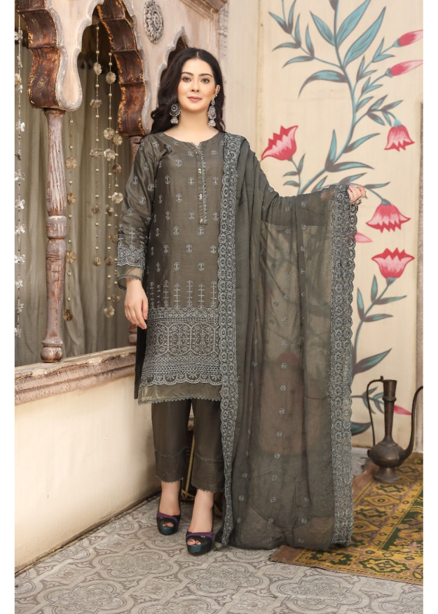 Bin Saeed Embroidered Chickenkari  3 Piece BS66