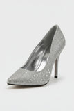 Silver Glitter Pointed Toe Stiletto High Heel Court Shoes 5 Inch – BS-12923