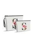 2 Pcs Initial White Makeup Bag Set for Women