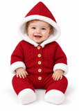 Baby Hooded Knitted Romper with Fleece Lining