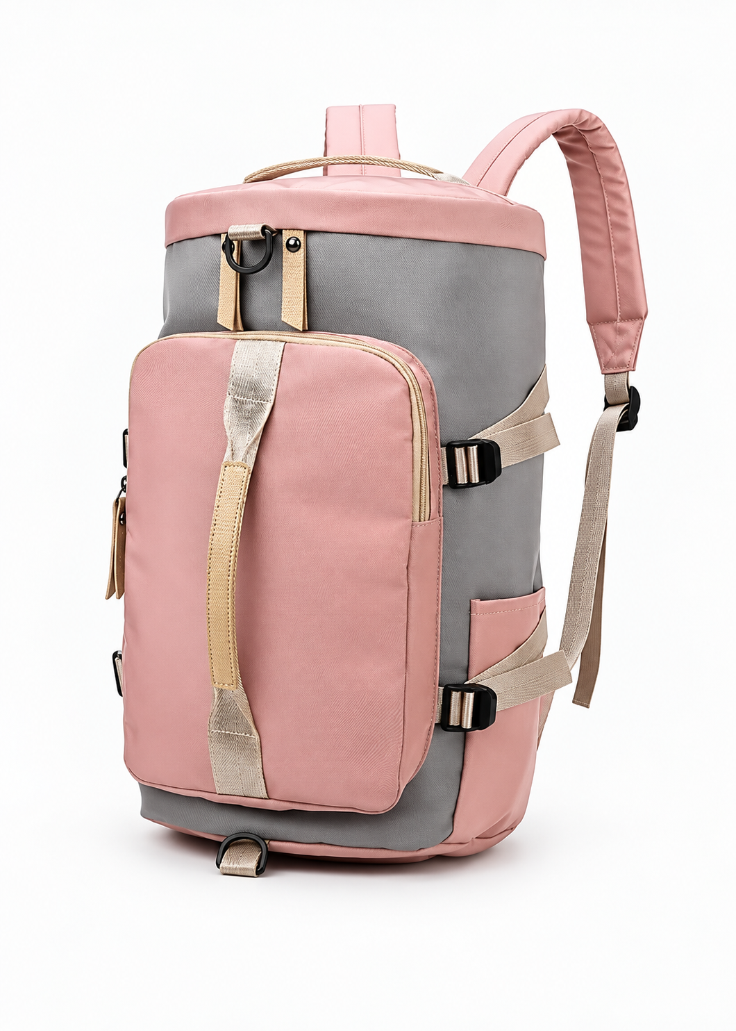 2-in-1 Pink Duffle Backpack for Women – Large Convertible Gym, Weekend & Overnight Travel Bag with Wet Pocket