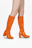 Women Fancy Dress Party GO GO Boots 1960s & 1970s Orange Patent G-733
