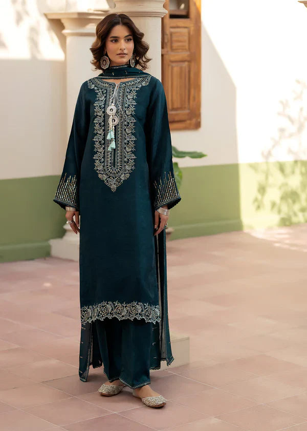 Zarqun Embroidered Raw Silk 3PC Suit 25100A