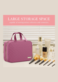 Women's Rosewood-pink Hanging Toiletry Bag | Waterproof Travel Makeup Organiser with Hook & Multiple Compartments