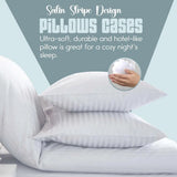 Pillow Cases Pack of 4 | Satin Striped | Brushed Microfibre | 50x75 cm