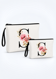2 Pcs Initial White Makeup Bag Set for Women
