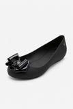 Women's Slip-On Jelly Ballet Flats with Elegant Bow Detail