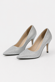 Silver Glitter Stiletto High Heel Court Shoes Pointed Toe 4.5 Inch — BS-12924