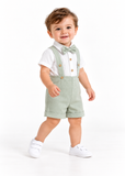Baby Boy 2 Piece Bow Tie Romper and Suspender Shorts Set