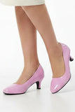 Women Round Toe Kitten Heel Shoes Pink Patent G-20 PLUS