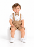 Baby Boy 2 Piece Bow Tie Romper and Suspender Shorts Set
