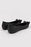 Women's Slip-On Jelly Ballet Flats with Elegant Bow Detail