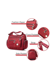 Women's Red Waterproof Nylon Crossbody Bag