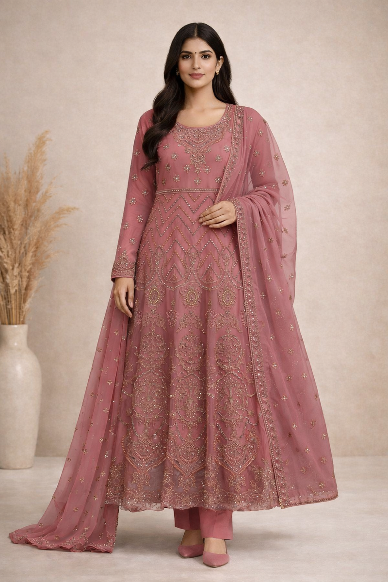 Baba Posh Embroidered Chiffon Maxi Suit with Sequins & Stone Work BP-03