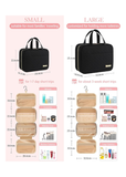 Women's Black Hanging Toiletry Bag | Waterproof Travel Makeup Organiser with Hook & Multiple Compartments