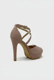 Women's Nude Suede Cross Strap Higha Heel Sandals Open Toe Stiletto BS27