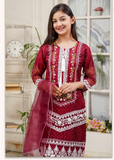 Lush Mother N Daughter Embroidered Organza 3 Piece Suit L-135