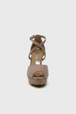 Women's Nude Suede Cross Strap Higha Heel Sandals Open Toe Stiletto BS27