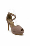 Women's Nude Suede Cross Strap Higha Heel Sandals Open Toe Stiletto BS27