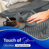Stripe Fleece Throw Blanket for Sofa & Bed – Soft Warm Lightweight Polyester Blanket