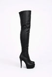 Women's Black Matte Thigh High Over The Knee Stiletto Boots Zip 14777