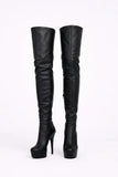 Women's Black Matte Thigh High Over The Knee Stiletto Boots Zip 14777