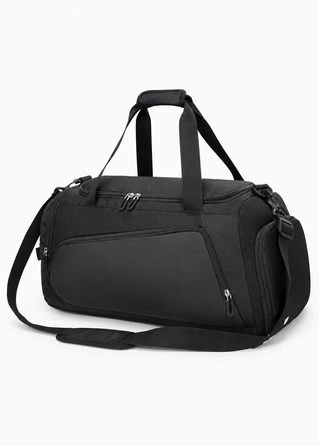 40L Black Gym Duffle Bag with Shoe Compartment – Water-Resistant Sports Holdall with Wet Pocket for Women & Men
