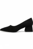 Women's Black Block Heel Court Shoes G-225-3