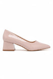 Women's Pink Block Heel Court Shoes G-225-5