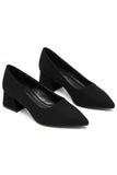 Women's Black Block Heel Court Shoes G-225-3