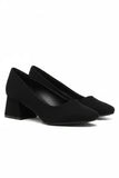 Women's Black Block Heel Court Shoes G-225-3