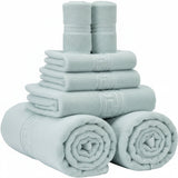 Soft and Premium Egyptian Cotton Towels - 500 GSM Duck Egg, Set of 8