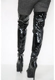 Women's Black Thigh High Over The Knee Platform Stiletto Boots Faux Leather Zip G-777