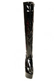 Women's Black Thigh High Over The Knee Platform Stiletto Boots Faux Leather Zip G-777