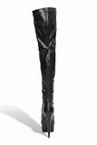 Women's Black Thigh High Over The Knee Platform Stiletto Boots Synthetic Leather Zip G-777