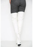 Women's White Thigh High Over The Knee Platform Stiletto Boots Synthetic Leather Zip G-777