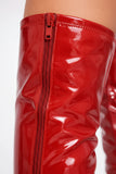 Women's Red Patent Thigh High Over The Knee Stiletto Boots Zip 12051