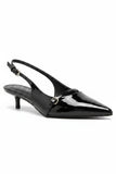 Women's Black Slingback Kitten Heel Shoes G-56955-2