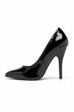 Pointy Toe Court Shoes Black Patent Stiletto Heel Formal Elegant G-924