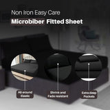 Shrinkage and Fade Resistant Deep Fitted Microfiber Sheets 30cm- Black
