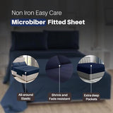 Shrinkage and Fade Resistant Deep Fitted Microfiber Sheets 30cm- Navy Blue