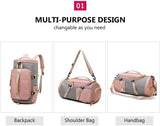 2-in-1 Pink Duffle Backpack for Women – Large Convertible Gym, Weekend & Overnight Travel Bag with Wet Pocket