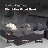 Shrinkage and Fade Resistant Deep Fitted Microfiber Sheets 30cm- Grey