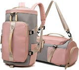 2-in-1 Pink Duffle Backpack for Women – Large Convertible Gym, Weekend & Overnight Travel Bag with Wet Pocket