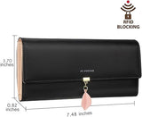 Black PU Leather Long Wallet for Women | RFID Blocking Zip Purse with Card Slots | Lailas Clothing UK