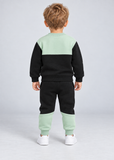 Baby Boy Fleece Sweatshirt and Joggers Set with Patchwork Detail